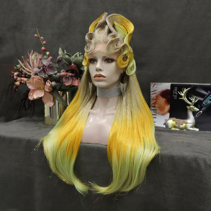 Queen Yellow Ombre Lace Front Costume Party Styled Wig - Imstyle-wigs