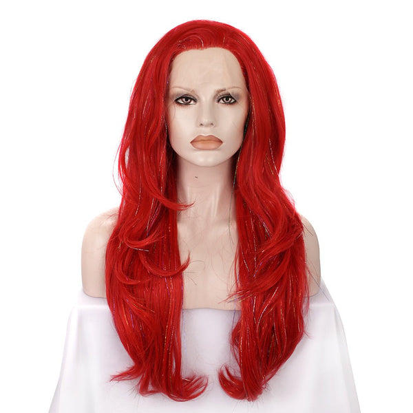 Red Synthetic Lace Front Wig With Tinsel Hair - Imstyle-wigs