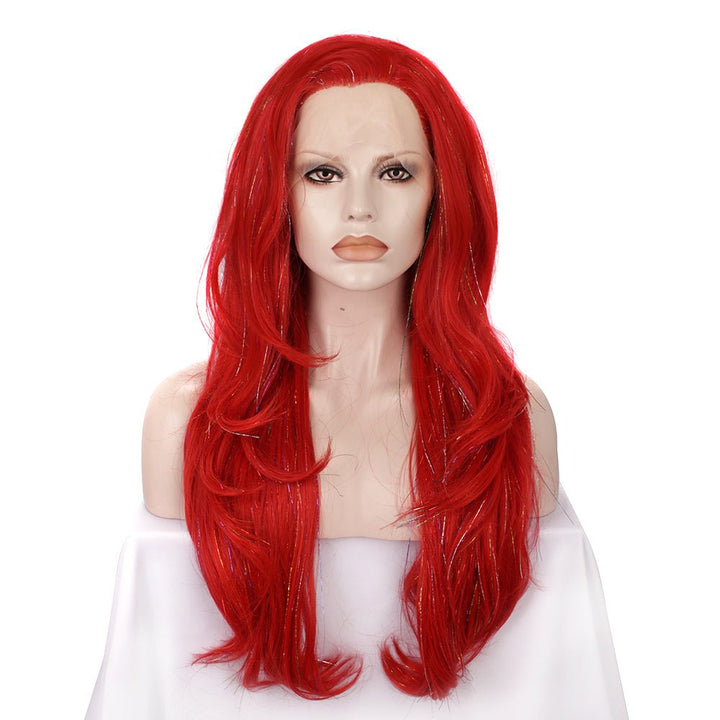 Red Synthetic Lace Front Wig With Tinsel Hair - Imstyle-wigs