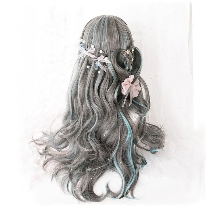 Smoke Cyan Brown Harajuku Lolita Gradient Long Wave Wig - Imstyle-wigs