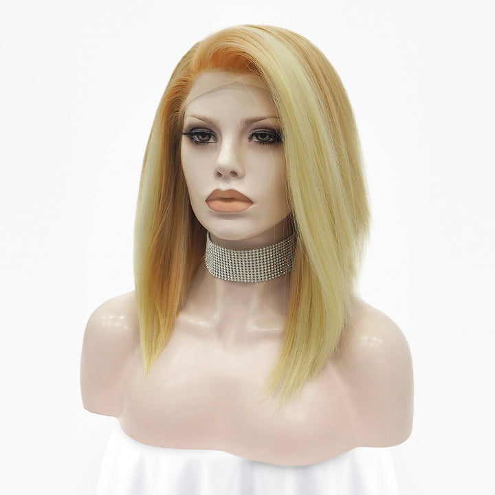 Star Light - Blonde Highlighted Short Bob Synthetic Lace Front Wig - Imstyle-wigs