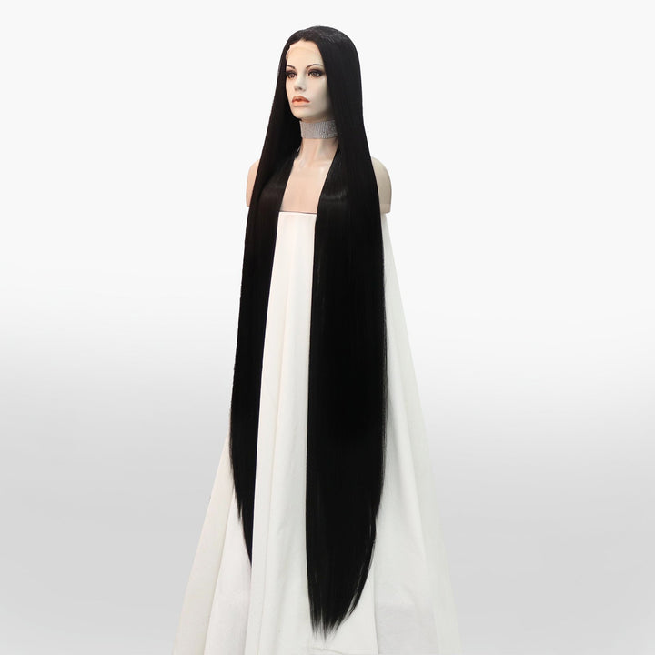 Super Long Black Silky Straight Synthetic Lace Front Wig - Imstylewigs