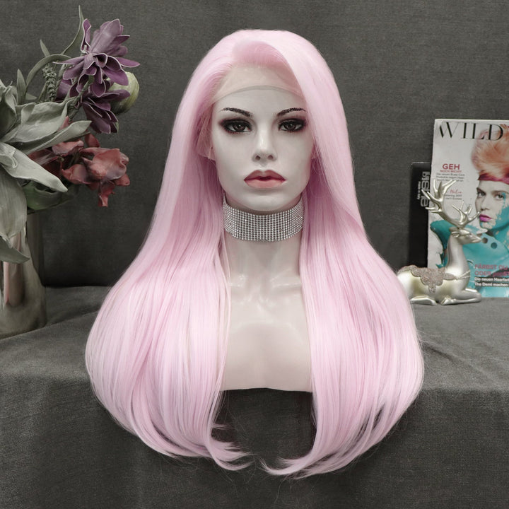 Tulip Pink Wavy Synthetic 13*2 Lace Front Wig - Imstylewigs
