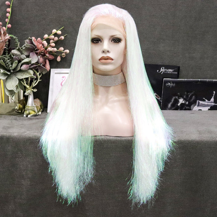 White Full Tinsel Lace Front Holloween Cosplay Wig - Imstyle-wigs